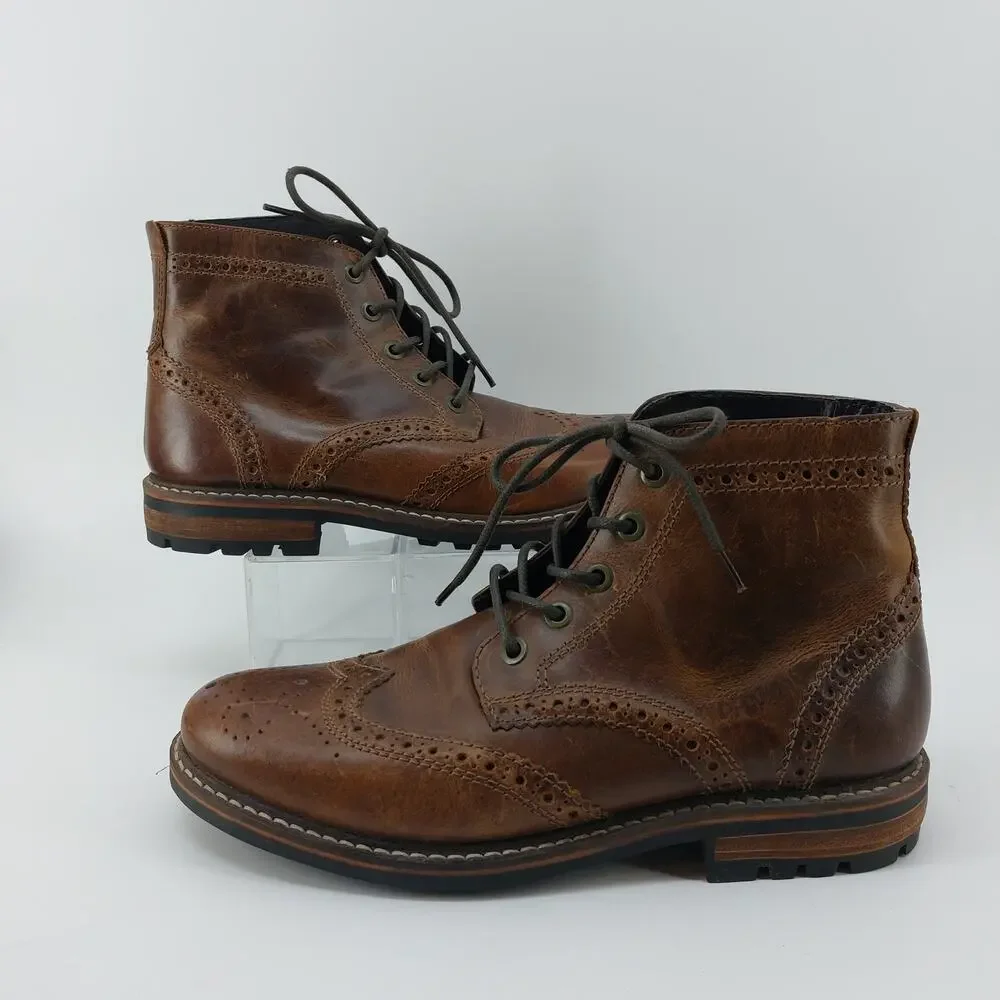 Crevo Speakeasy Memory Chestnut Lace Up Leather Boots Sz 11